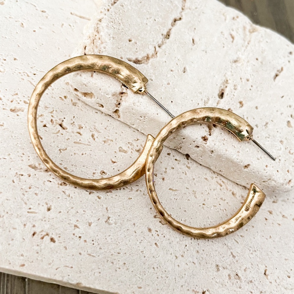 Hammered Gold Hoop Earrings